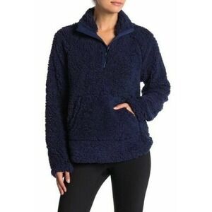 Z By‎ Zella Free Style Pullover Faux Shearling Half Zip Stand Up Collar Navy XL